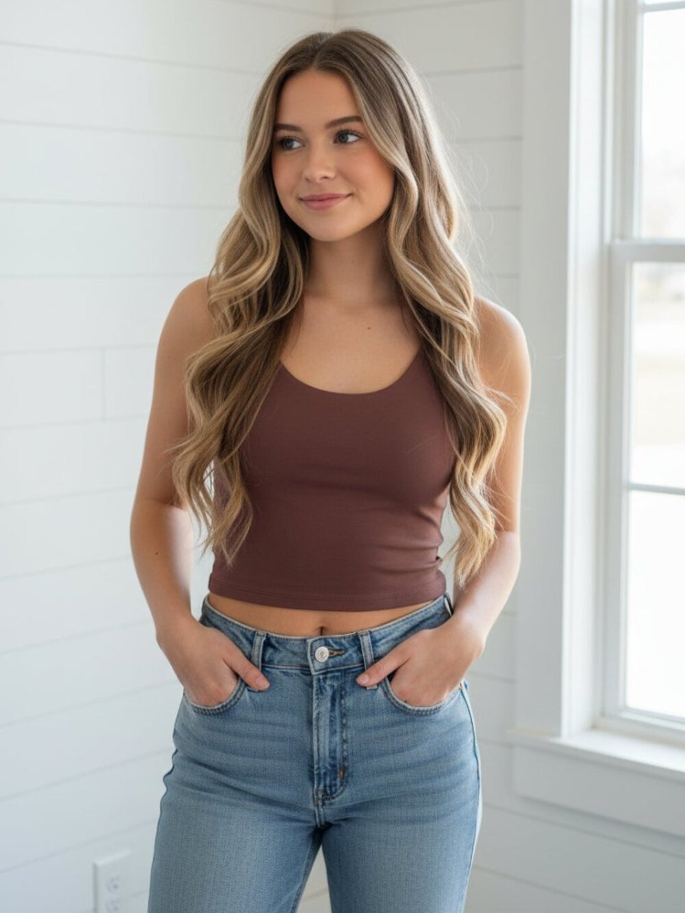 Brown Tank Top by Be Cool, VGUC, Size L